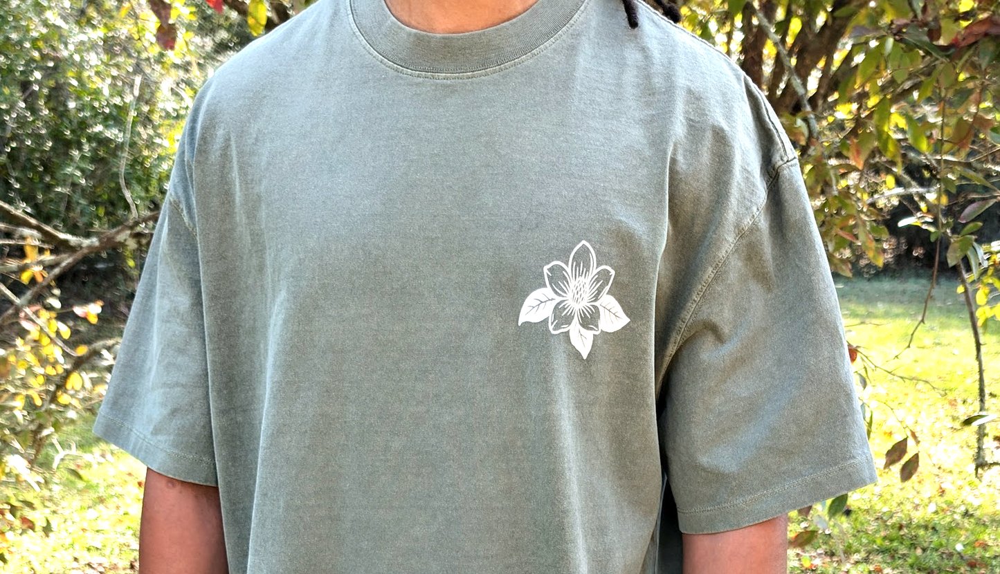 Rooted Mineral Wash Tee: Moss Green