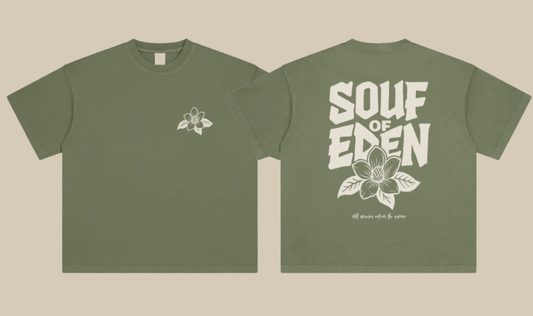 Rooted Mineral Wash Tee: Moss Green